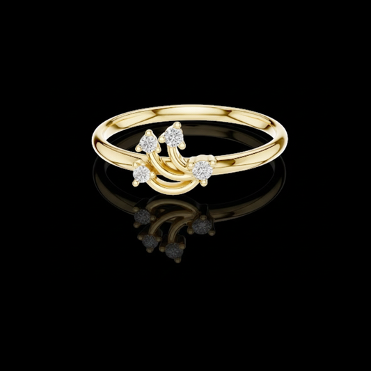 0.046 TCW Elegant Celestial Arc Accent Ring Featuring a Curved Four Lab Grown Diamonds