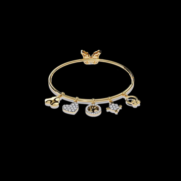 1.32 TCW Elegant Lab Grown Bracelet with Heart, Floral, and Symbolic Dangling Charms Featuring Sparkling Diamond Accent By Ivevar