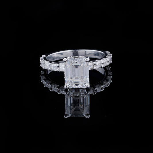 2.00 CT Royal Vibes Emerald Cut Moissanite Diamond Ring by Ivevar Luxury