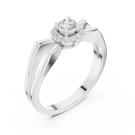 Halo Set Round Moissanite Split Shank Engagement Ring - view 4