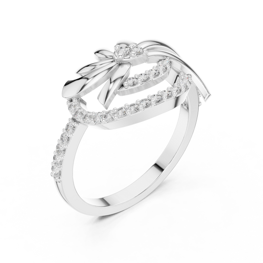 Floral Swirl Round Moissanite Engagement Ring With Pave Setting - view 4