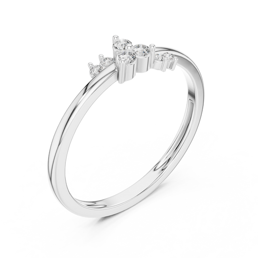 Minimalist Round Cut Lab Diamond Cluster Wedding Ring - view 4