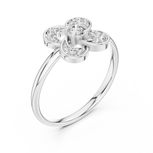 Floral Brilliant Round Ring For Women - view 4