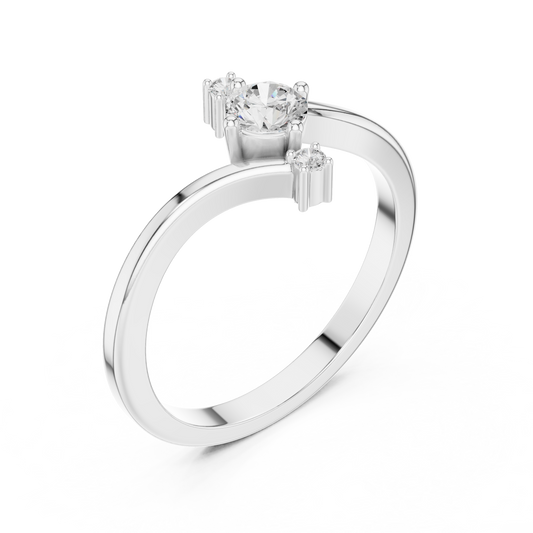 Round Contemporary Moissanite Bypass Ring - view 4