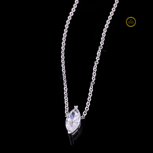 Marquise Cut Pendant Necklace with Stud Earrings Set - view 3