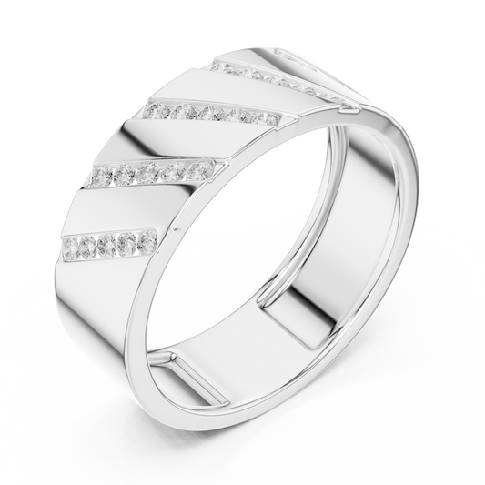 Round Cut Moissanite Men's Wide Diagonal Channel Set Band - view 4