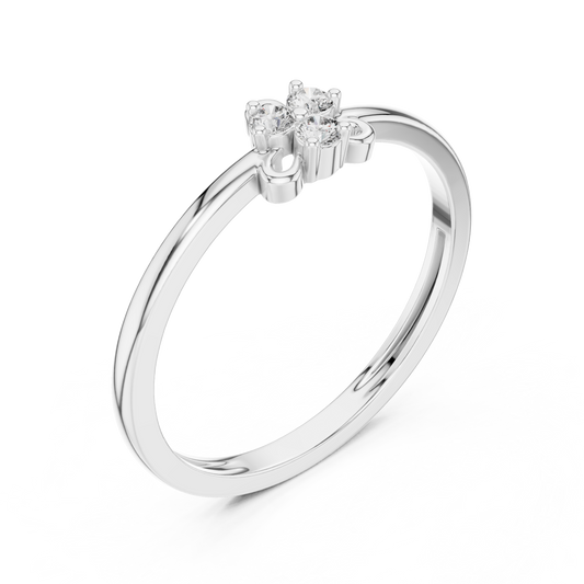 Clover Ring with Brilliant Round Lab Diamond Trio - view 4