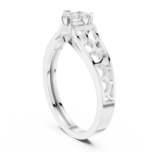 Blossom Round Lab Diamond Cluster Ring with Intricate Openwork Band - view 4