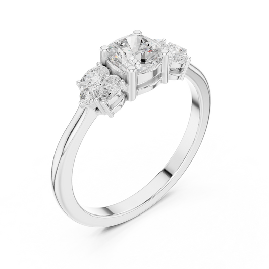 Cushion Lab Diamond Engagement Ring with Pear Side Stones - view 4