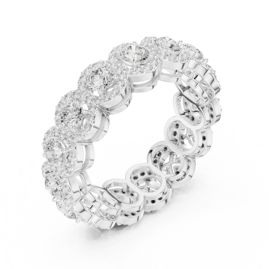 Round Moissanite Halo Eternity Band For Women - view 4