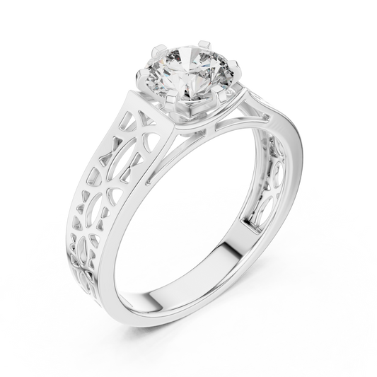 Round Lab Diamond Filigree Solitaire Engagement Ring - view 4