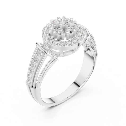 Round Moissanite Halo Multi Band Ring - view 4