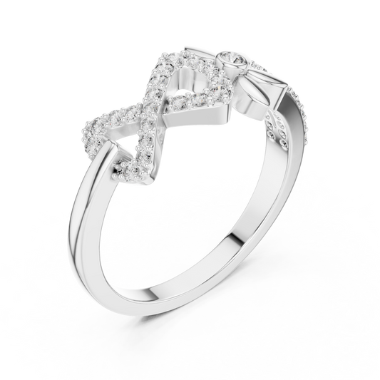 Round Cut Lab Diamond Infinity Floral Ring Pave Statement Band - view 4