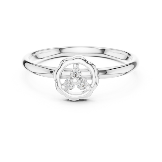 Round Cut Lab Diamond Three Stone Floral Cluster Ring - view 3