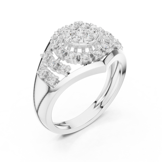 Round Cut Lab Diamond Cluster Halo Detailing - view 4