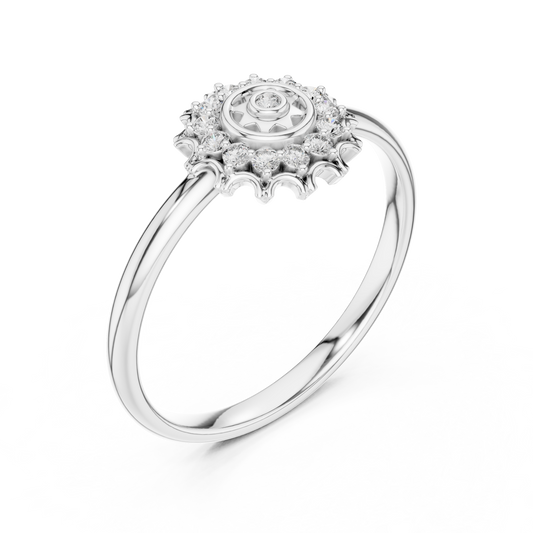 Sunburst Round Cut Moissanite Anniversary Ring - view 4