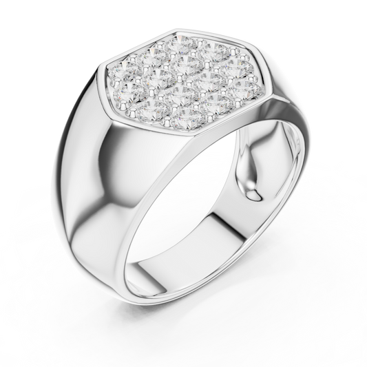 Round Cut Lab Grown Diamond Men's Modern Geometric Cluster Wedding Band - view 4
