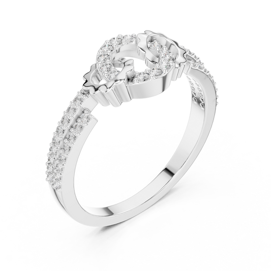 Round Cut Lab Diamond Interlinked Halo Statement Ring Pave Band - view 4