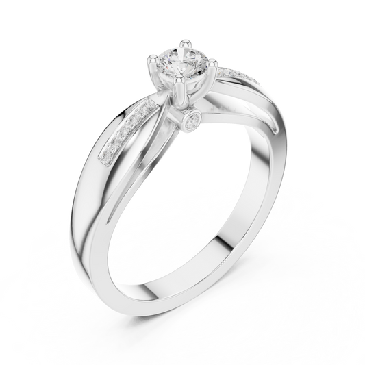 Round Cut Moissanite Split Shank With Pave Accents Solitaire Ring - view 4