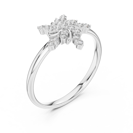 Floral Cluster Round Cut Lab Diamond Statement Ring - view 4