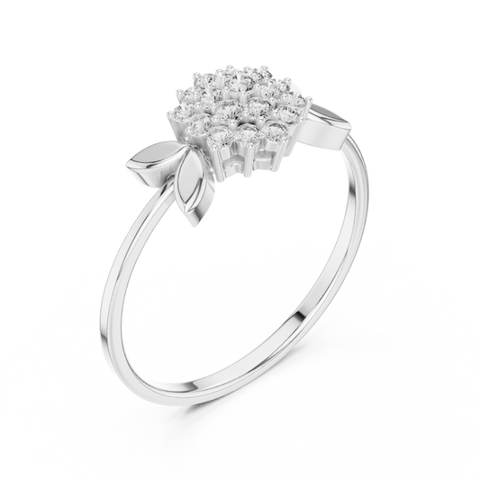Floral Cluster Round Moissanite Leaf Engagement Ring - view 4
