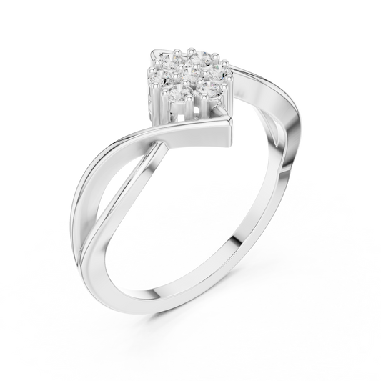 Bloom Round Lab Diamond Cluster Ring with Twisted Band Design - view 4