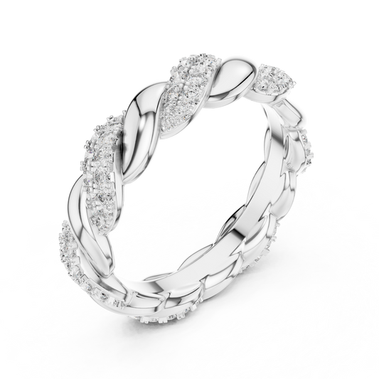 Round Cut Twisted Vine Pave Lab Diamond Eternity Band Ring - view 4