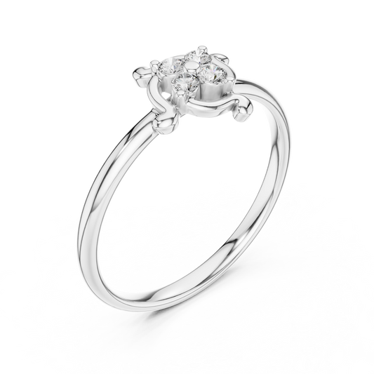 Round Lab Diamond Floral Cluster Ring With Slim Band - view 4