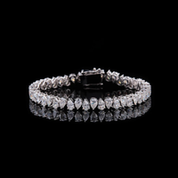 12 TCW Exquisite Pear Shaped Moissanite Diamond Cascade Tennis Bracelet in Lustrous Gold By Ivevar