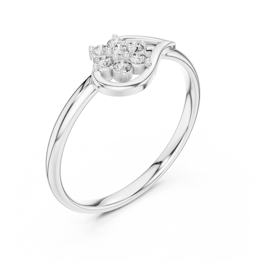 Floral Round Lab Diamond Delicate Wear Ring For Women - view 4