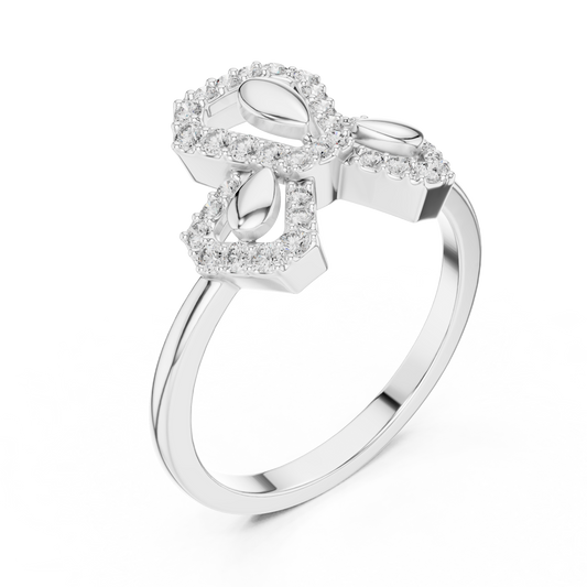 Round Cut Trinity Lab Diamond Statement Ring Triple Cluster - view 4