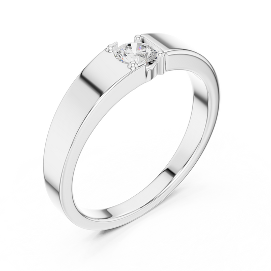 Round Cut Moissanite Men's Modern Flush Set Engagement Ring - view 4