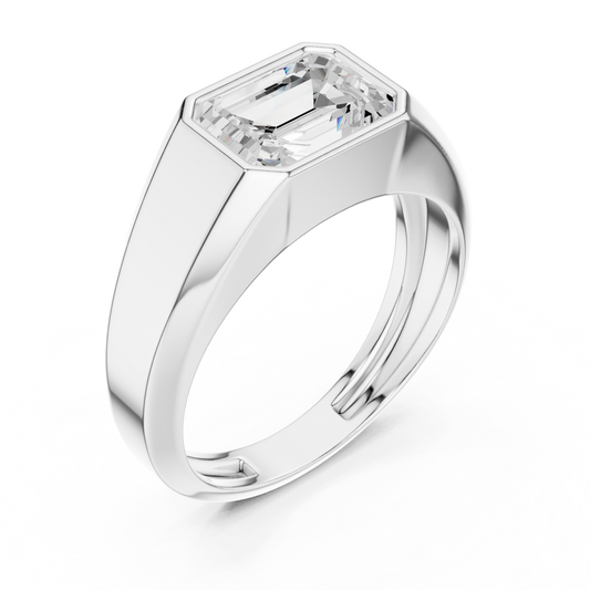 Emerald Cut Moissanite Men's Heavy Gold Solitaire Statement Ring - view 4