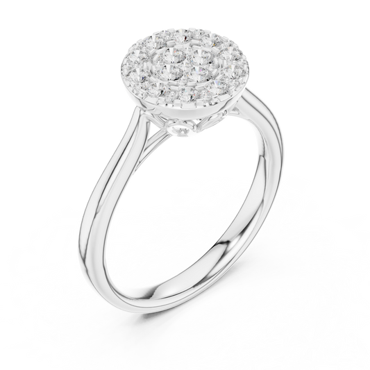 Round Lab Diamond Cluster Ring with Sleek Band - view 4