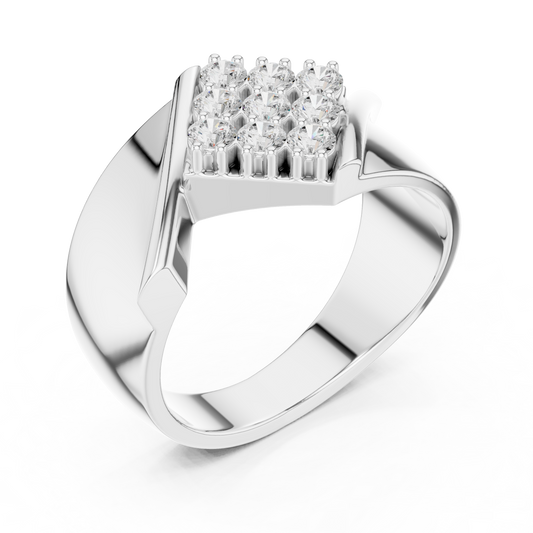 Round Cut Lab Grown Diamond Men's Unique Square Top Ring - view 4