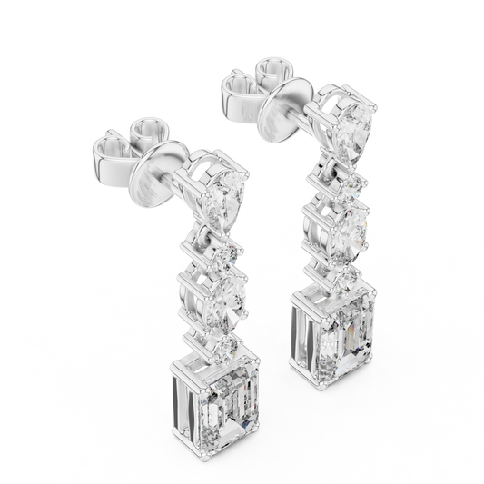 Regal Lineage Emerald Cut Lab Diamond Pear & Oval Drop Earrings - view 4