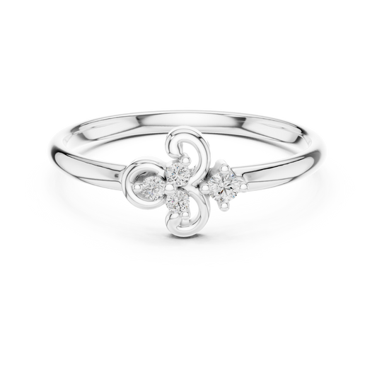 Modern Floral Round Moissanite Ring With Brilliant Accents - view 3