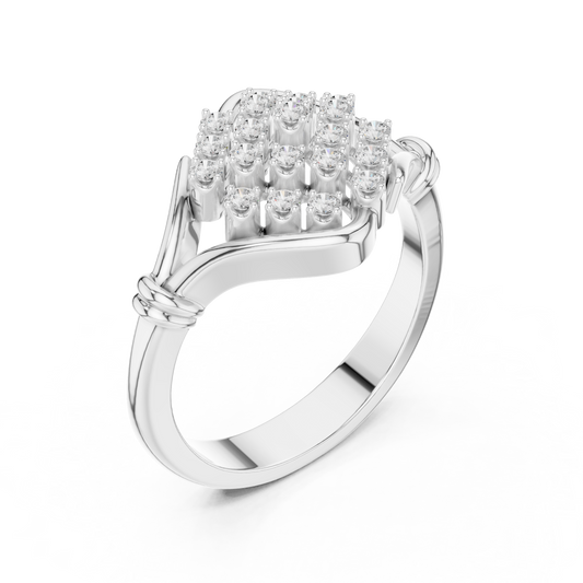 Round Cut Lab Diamond Ring Elegant Wave Framed Design - view 4