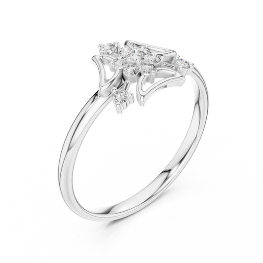 Open Petal Cluster Round Moissanite Anniversary Ring - view 4
