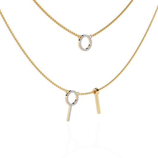 Layered Open Circle Bar Pendant Double Necklace - view 4