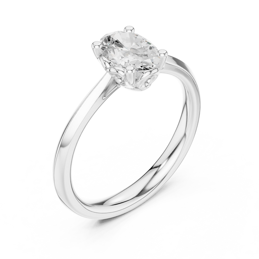 Oval Cut Moissanite Solitaire Rings With Four Prong - view 4