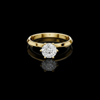1.00 TCW Solitaire Ring with a Brilliant Round Cut Moissanite Diamond in a Six Prong Classic Setting