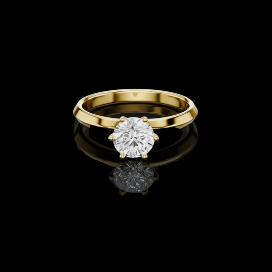 1.00 TCW Solitaire Ring with a Brilliant Round Cut Moissanite Diamond in a Six Prong Classic Setting