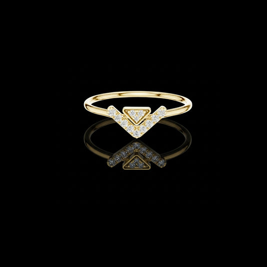0.088 TCW Sleek V-Shape Lab Grown Diamond Ring with Architectural Design in Gold For Her
