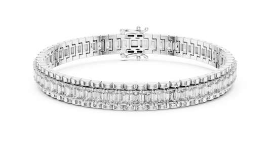 12.00 TCW Emerald Cut Moissanite Channel Set Bracelet - view 3