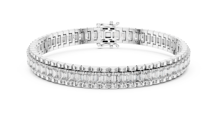 12.00 TCW Emerald Cut Moissanite Channel Set Bracelet - view 3