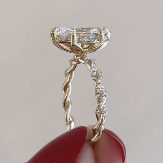 Marquise Cut Lab Grown Diamond Pave Twisted Band