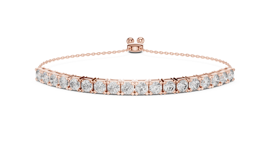 5.94 TCW Elegant Gold Round Brilliant Moissanite Diamond Adjustable Slider Tennis Bracelet
