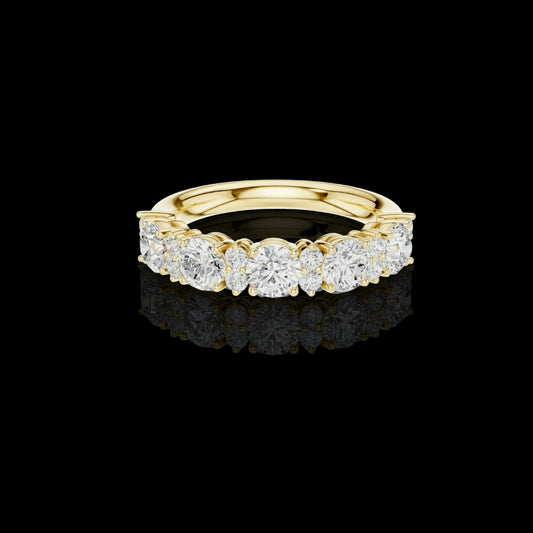 1.37 CT Luxury Multi-Stone Gold Lab Diamond Band with Graduated Round Stones For for Brides