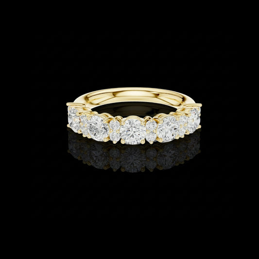 1.37 CT Luxury Multi-Stone Gold Moissanite Diamond Band with Graduated Round Stones For for Brides